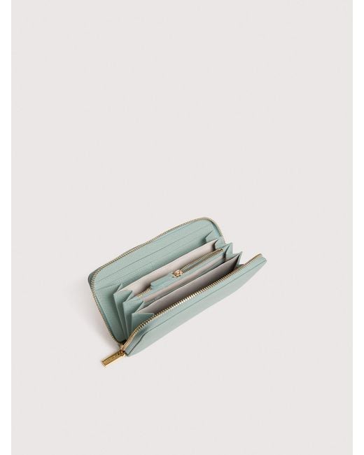 Coccinelle Green Large Grainy Leather Zip-Around Purse Metallic Large