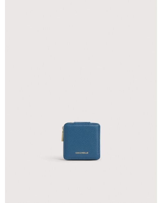 Coccinelle Blue Grained Leather Jewellery Case Jewelry Small