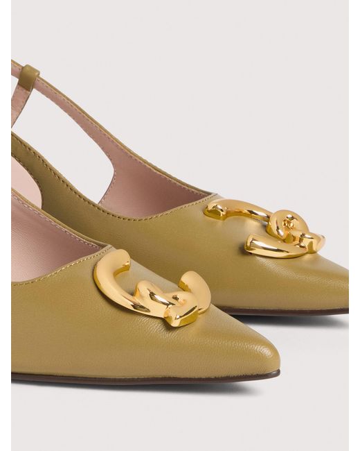 Coccinelle Natural Smooth Leather Slingbacks With Heel C-Me Smooth