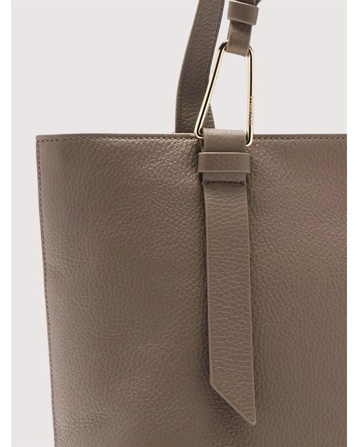 Coccinelle Brown Grained Leather Tote Bag Malory Medium