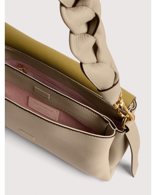 Coccinelle Natural Two-Sided Leather Shoulder Bag Boheme Small