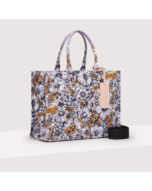 Borsa a mano in Tessuto con stampa floreale Never Without Bag Cross Flower Print Medium di Coccinelle in Blue
