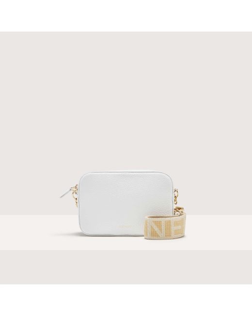 Coccinelle White Grained Leather Crossbody Bag Tebe Small