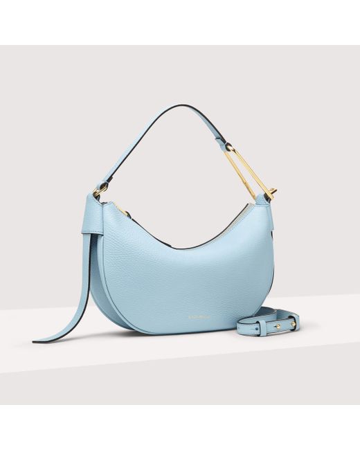 Coccinelle Blue Grained Leather Shoulder Bag Priscilla Small