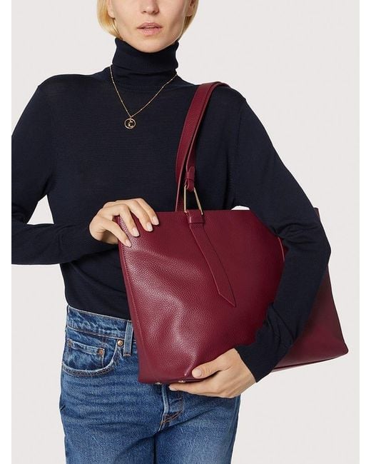 Coccinelle Brown Grained Leather Tote Bag Malory Large