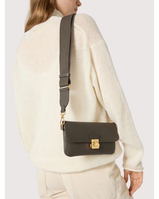 Coccinelle White Grained Leather Minibag C-Me Lock Mini