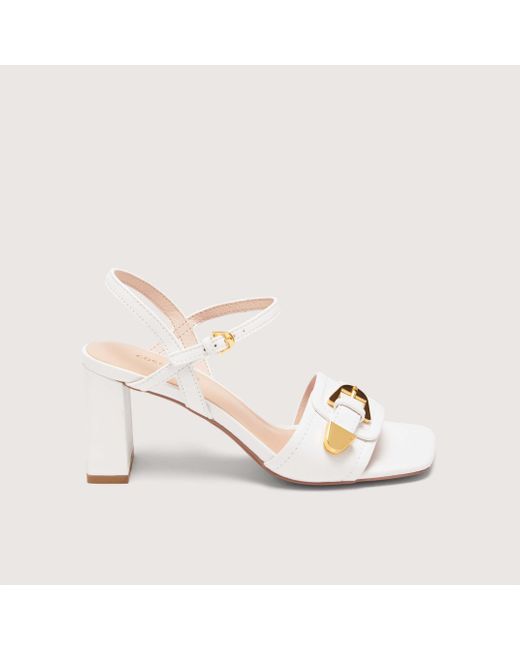 Coccinelle White Smooth Leather Heeled Sandals Magalù Smooth