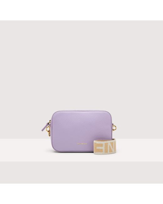 Coccinelle Purple Grained Leather Crossbody Bag Tebe