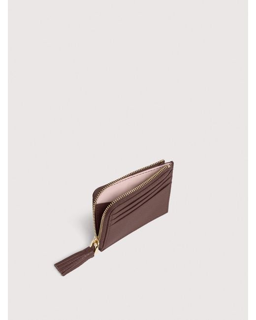 Coccinelle Pink Grainy Leather Card Holder Tassel Small