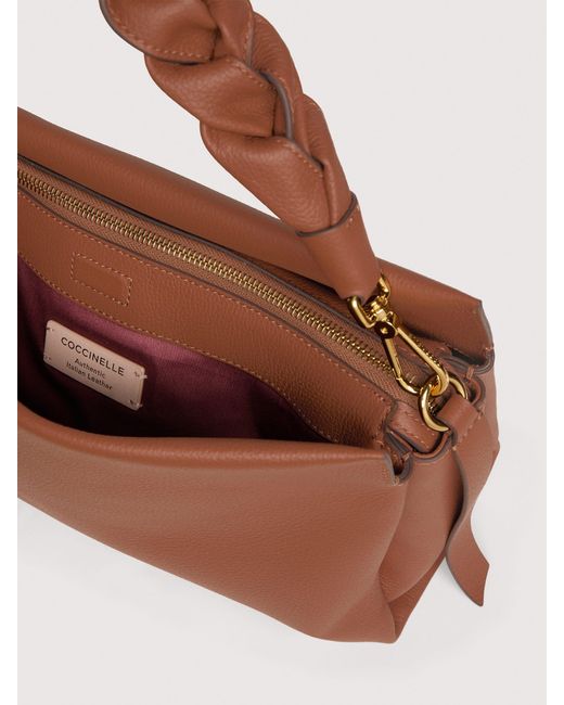 Coccinelle Brown Schultertasche Aus Double-Leder Boheme Medium
