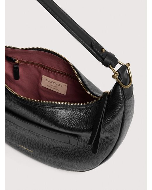 Coccinelle Pink Grained Leather Hobo Bag Baki Medium