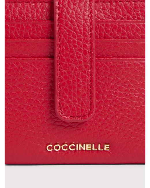 Coccinelle Pink Small Grained Leather Wallet Metallic Medium