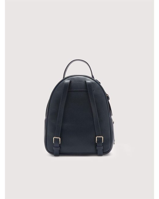Coccinelle Blue Rucksack Aus Genarbtem Leder Malory Medium