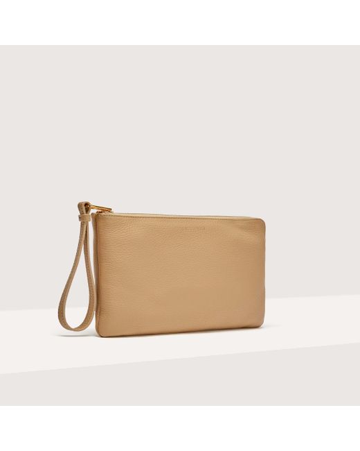 Coccinelle Natural Grained Leather Pouch Alias Medium