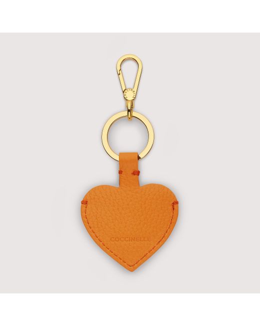 Coccinelle Orange AirTag-Halter aus Leder und Metall Airtag Charm