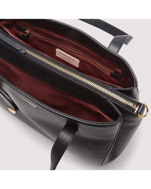 Coccinelle Black Grained Leather Handbag Gleen Medium