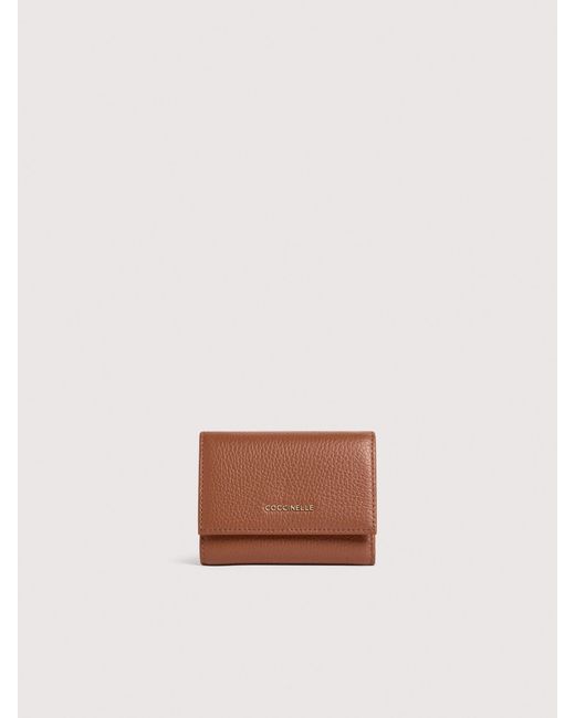Coccinelle White Small Grained Leather Wallet Metallic Small