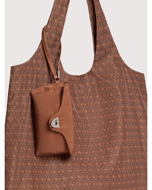 Coccinelle Brown Monogram Nylon And Nylon Tote Bag Smart To Go Beat Medium