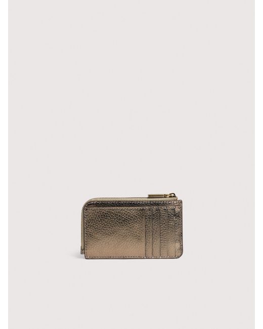 Coccinelle Natural Grained Leather Card Holder Metallic