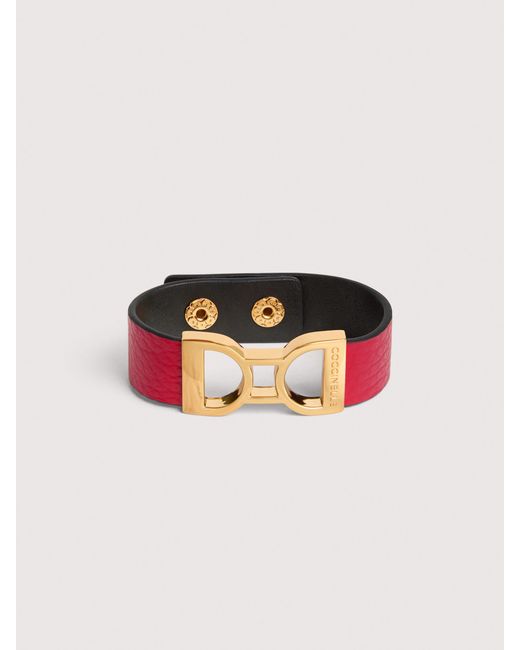 Coccinelle Multicolor Grained Leather Bracelet Arlettis Ribbon