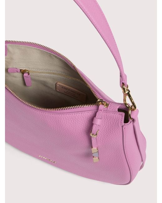 Coccinelle Pink Hobo Bag Aus Genarbtem Leder Nory Small