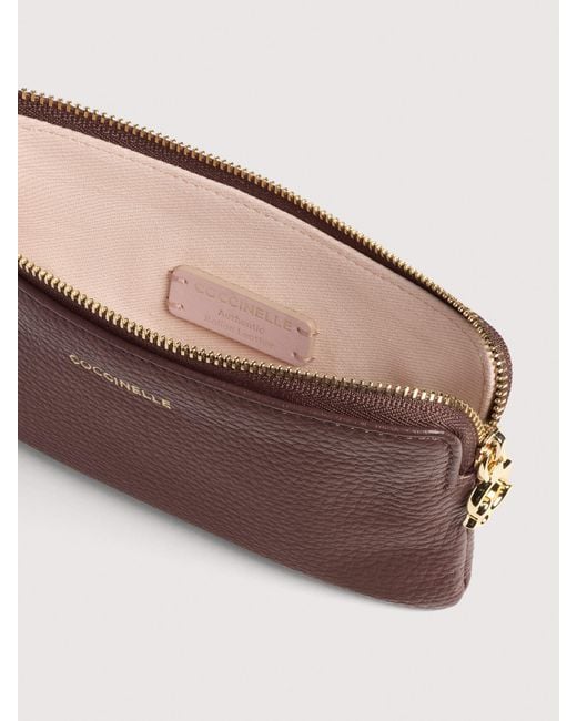 Coccinelle Multicolor Grained Leather Pouch C-Me Softy Small