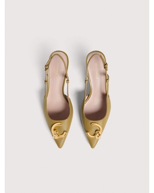 Coccinelle Natural Smooth Leather Slingbacks With Heel C-Me Smooth