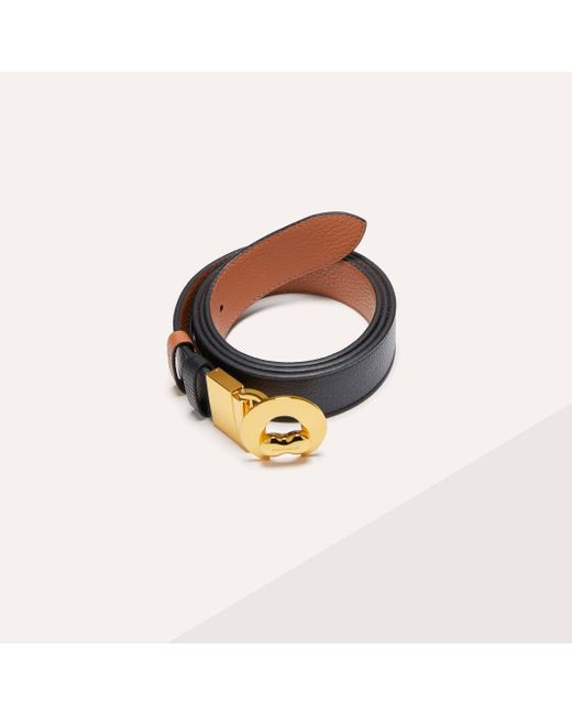 Coccinelle Metallic Grained Leather Belt Binxie