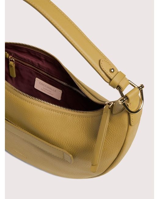 Coccinelle Pink Grained Leather Hobo Bag Baki Medium