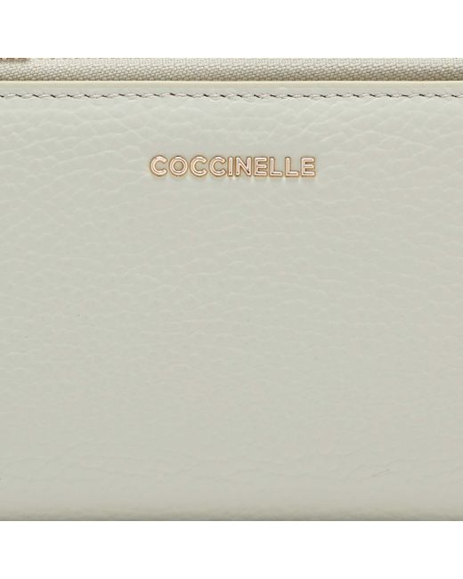 Coccinelle White Large Grained Leather Wallet Metallic Soft