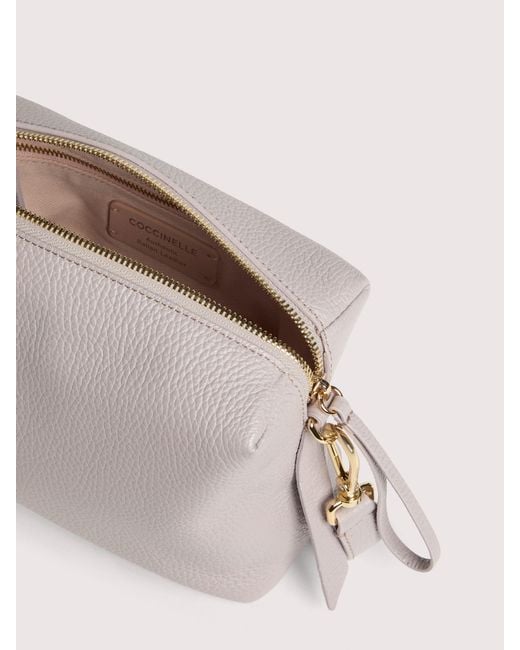 Coccinelle Natural Grained Leather Crossbody Bag Nory Small