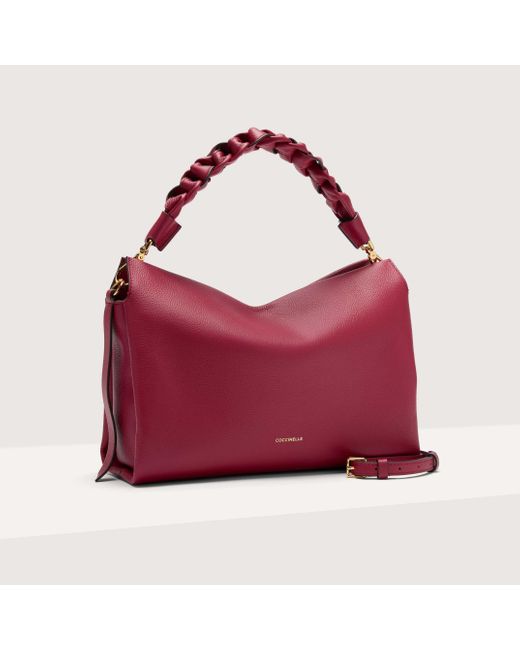 Coccinelle Red Two-Sided Leather Shoulder Bag Boheme Medium