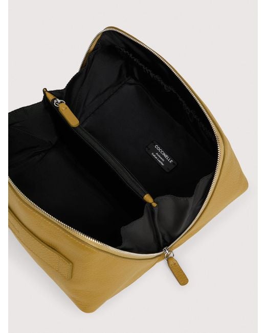 Coccinelle Natural Grained Leather Make-Up Bag Smart To Go Medium