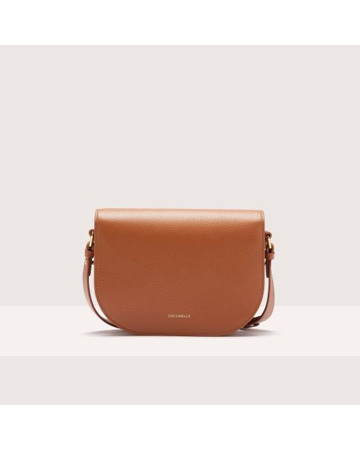 Coccinelle Brown Grained Leather Crossbody Bag Dew Small