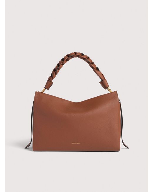 Coccinelle Brown Schultertasche Aus Double-Leder Boheme Medium