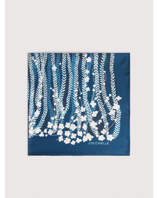 Coccinelle Blue Silk Foulard Algae