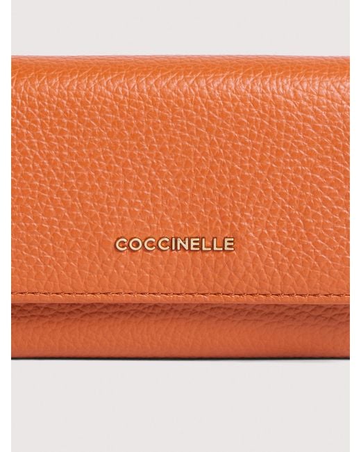 Coccinelle Pink Small Grained Leather Wallet Metallic Small