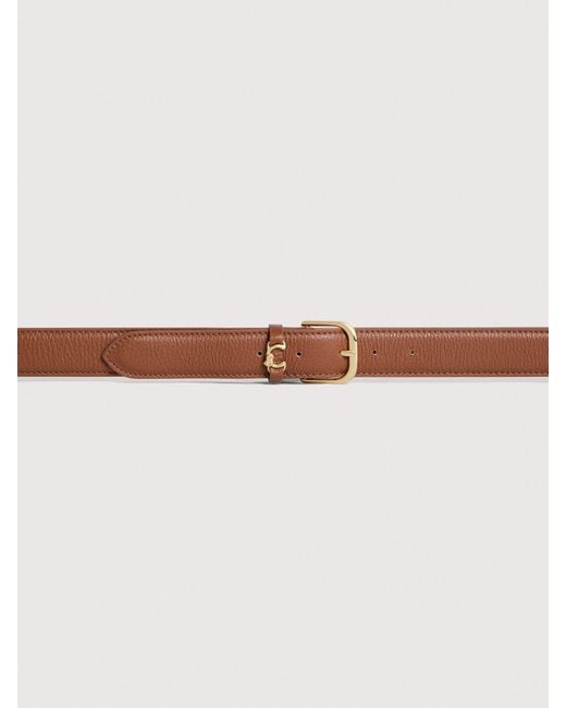 Coccinelle White Grained Leather Belt Metal Loop