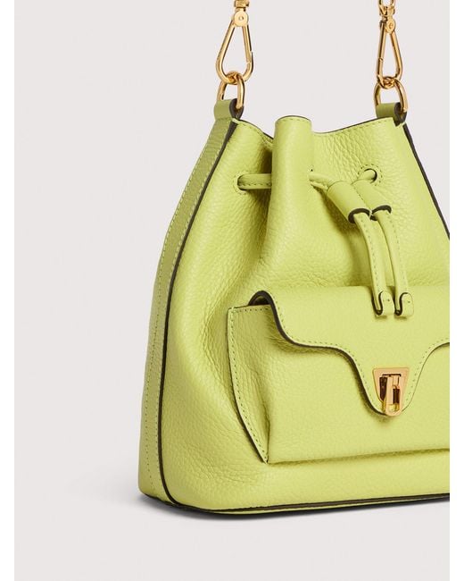 Coccinelle Metallic Grained Leather Bucket Bag Beat Generation Small