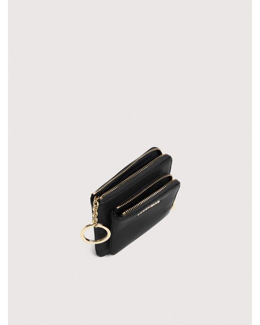 Coccinelle White Grained Leather Card Holder Metallic Small