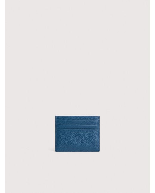 Coccinelle Blue Grainy Leather Card Holder Metallic Small