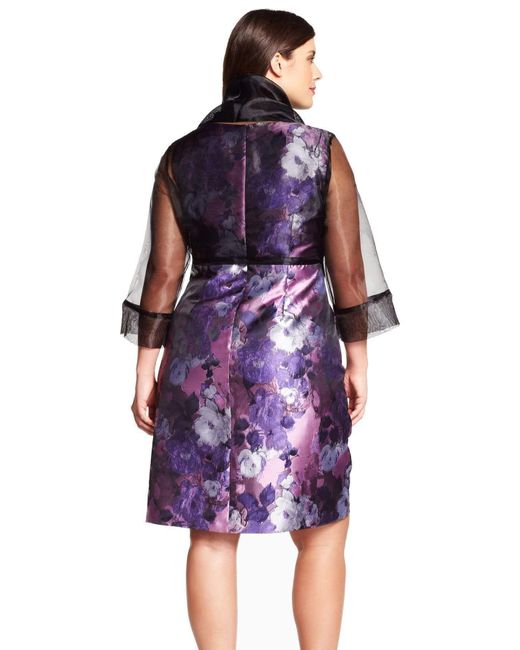Adrianna Papell Synthetic Organza Wrap Jacket With Tie Front Collar