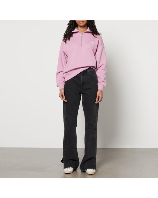 Maison Kitsuné Pink Baby Fox Patch Cotton-Jersey Half-Zip Sweatshirt