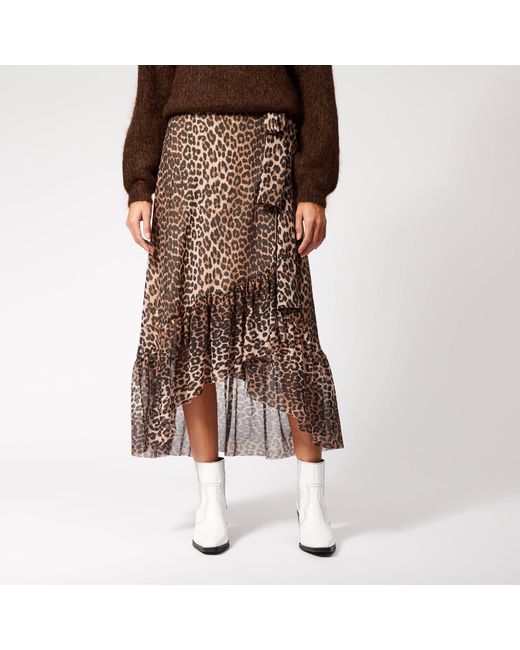 Ganni Tilden Mesh Maxi Skirt in Brown | Lyst Australia