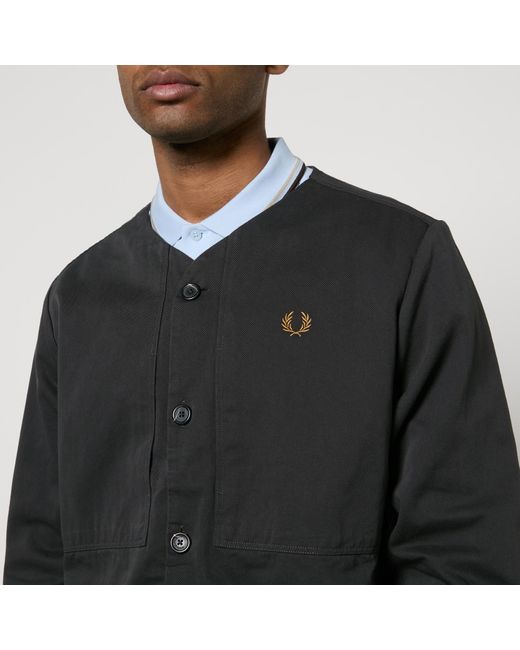 Fred Perry Black Collarless Cotton-Twill Overshirt for men