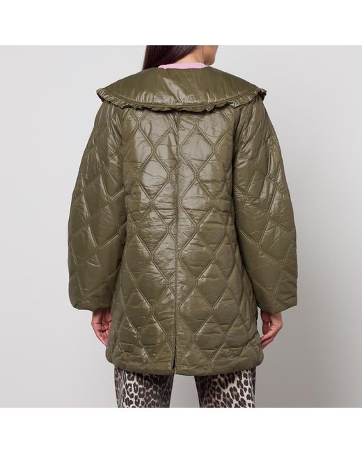 Ganni Green Quilted Short Jacket