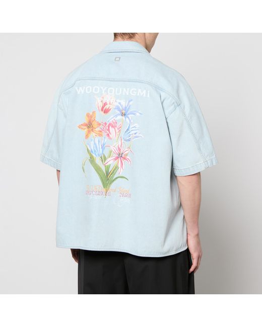 Wooyoungmi Blue Short Sleeved Cotton-Denim Shirt for men