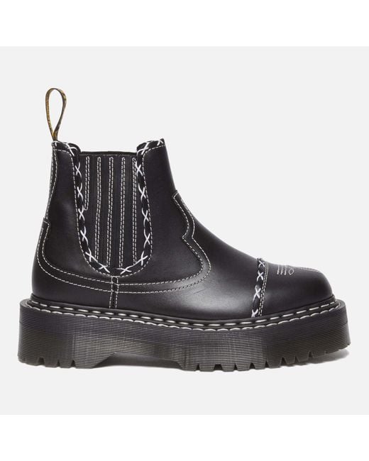 Dr. Martens Black 2976 Quad Gothic Americana Leather Chelsea Boots