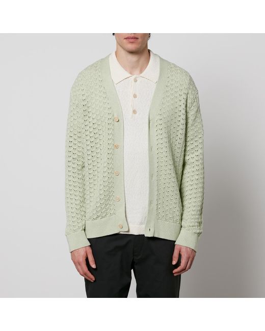NN07 Green Manuel Crocheted Cotton Cardigan for men