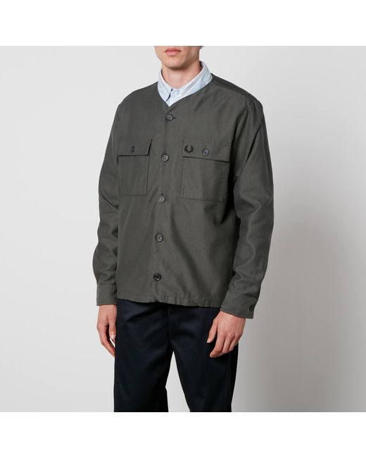 Fred Perry Green Cotton-Twill Overshirt for men